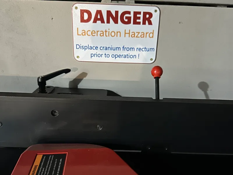Sign - Laceration Hazard - Woodworking Humor