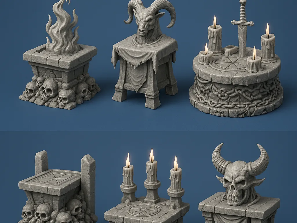 Dark Ritual Altars Pack - Free 3D Print Model - MakerWorld