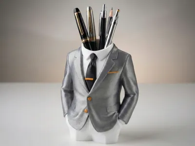 Gentleman Suit Pen Holder - Office Decor Organizer