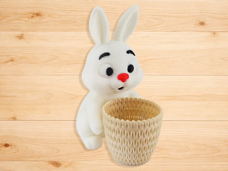 Cute Bunny Holder with Textured Basket