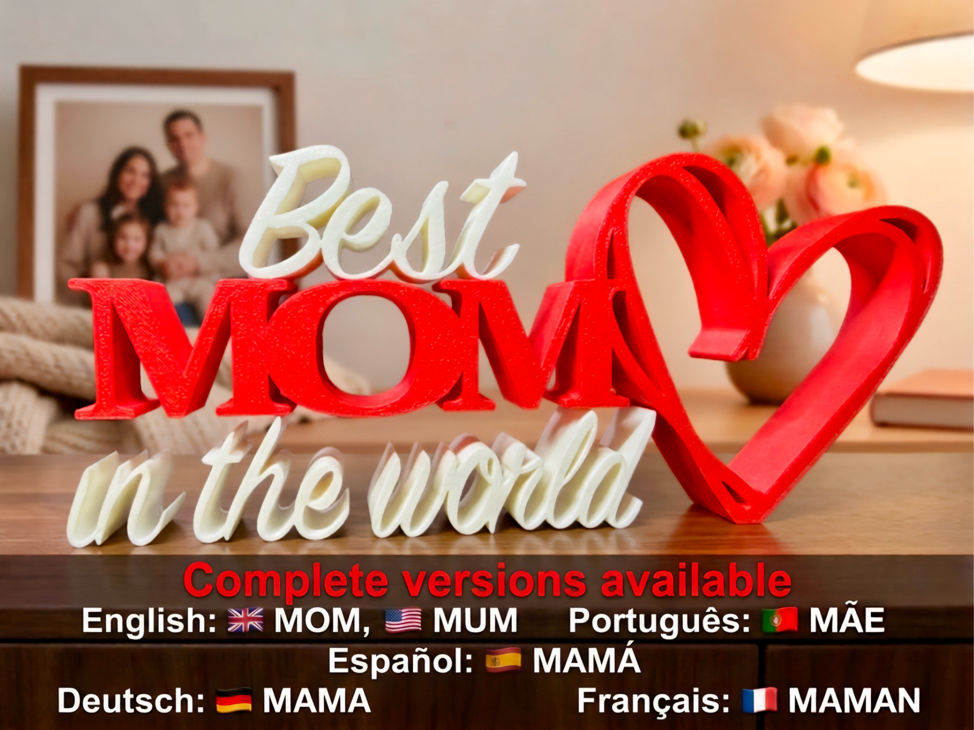 Best Mom/Best Mum in the World - 3D Multilingual
