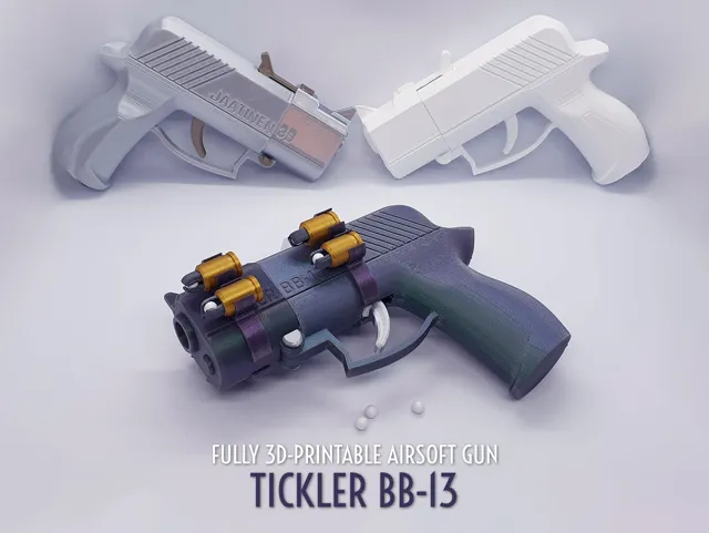 Tickler BB-13 — Fully 3D-printable airsoft gun