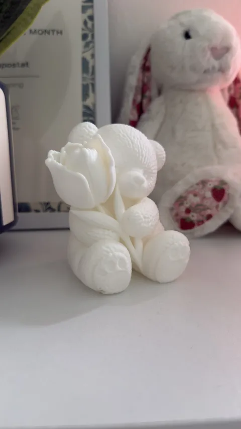 Cute Teddy Bear with Tulip | Nursery Decor view 2