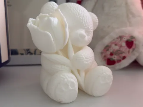 Cute Teddy Bear with Tulip | Nursery Decor