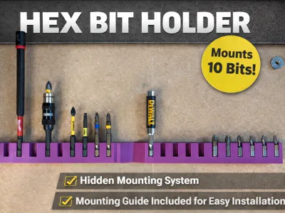 Hex bit holder (with drill jig)