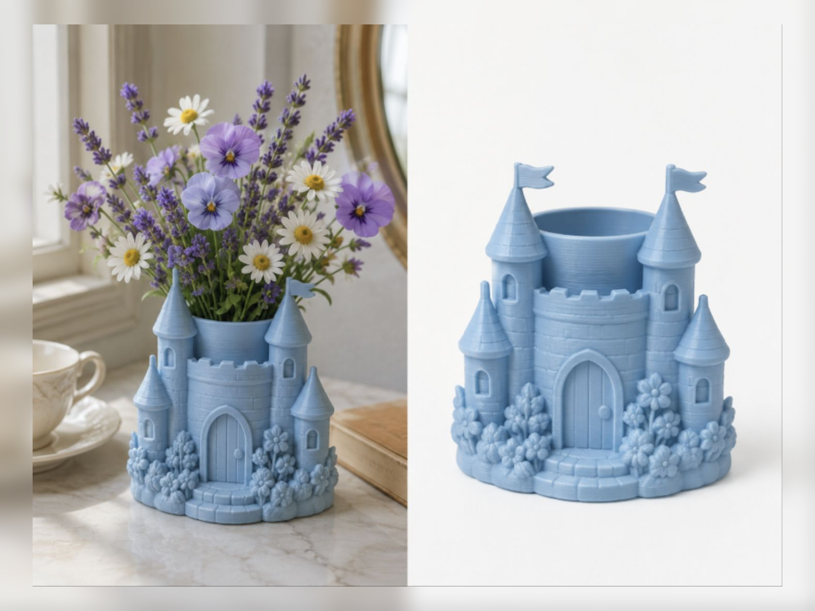 Blue Castle Garden Vase
