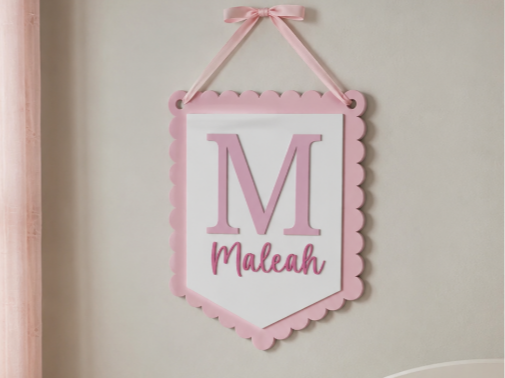 Personalised Scalloped Initial Name Hanging Plaque