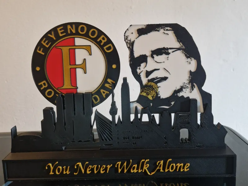 Lee Towers Feyenoord with skyline of Rotterdam