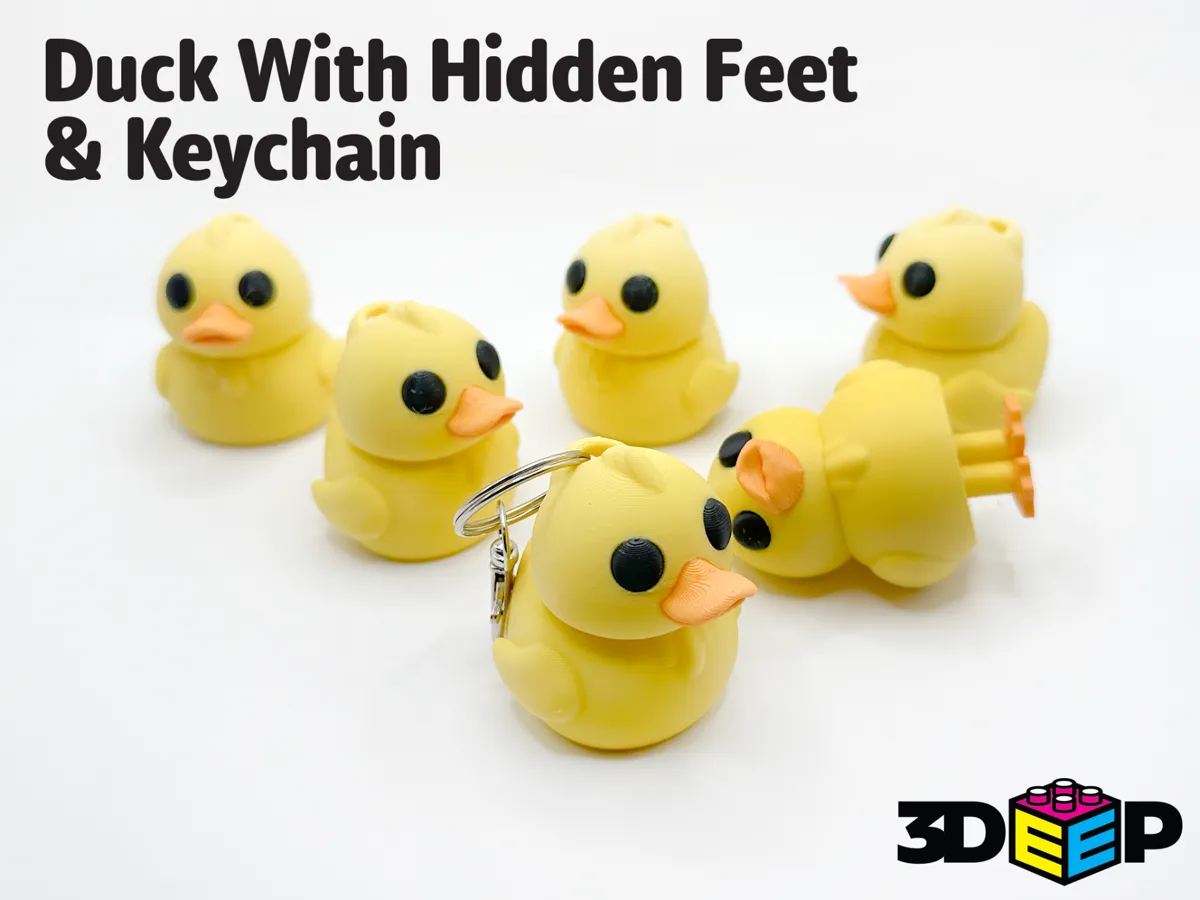Cute Duck with Feet & Keychain - No Supports by 3DeepDesigns MakerWorld: Download Free 3D Models - 3D model önizlemesi