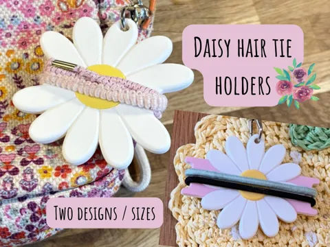 Accesorio para sujetar ligas de cabello: Daisy hair tie holders - Two designs / sizes — referencia de MakerWorld