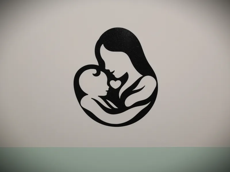 Mother and baby line art
