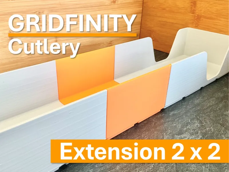 2x2 Erweiterung für Gridfinity Besteck Organizer