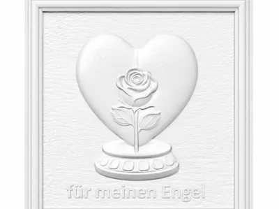 Heart with Rose Relief Sculpture