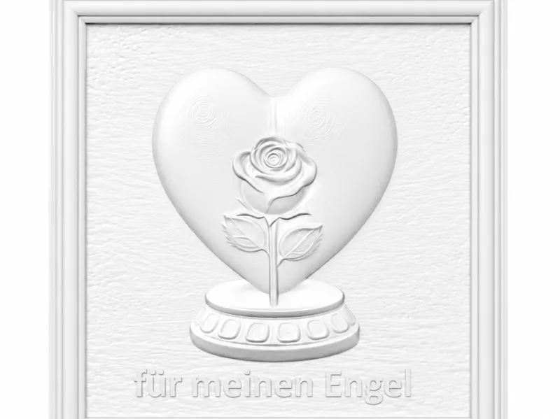 Herz mit Rose Reliefskulptur