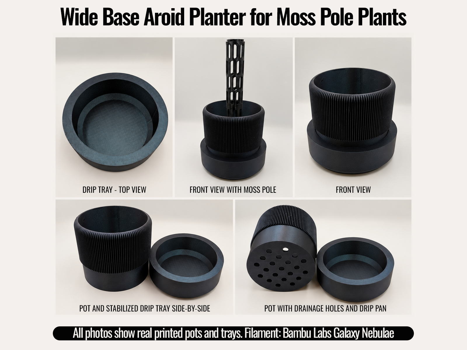 Wide Base Aroid Planter for Moss Pole Plants