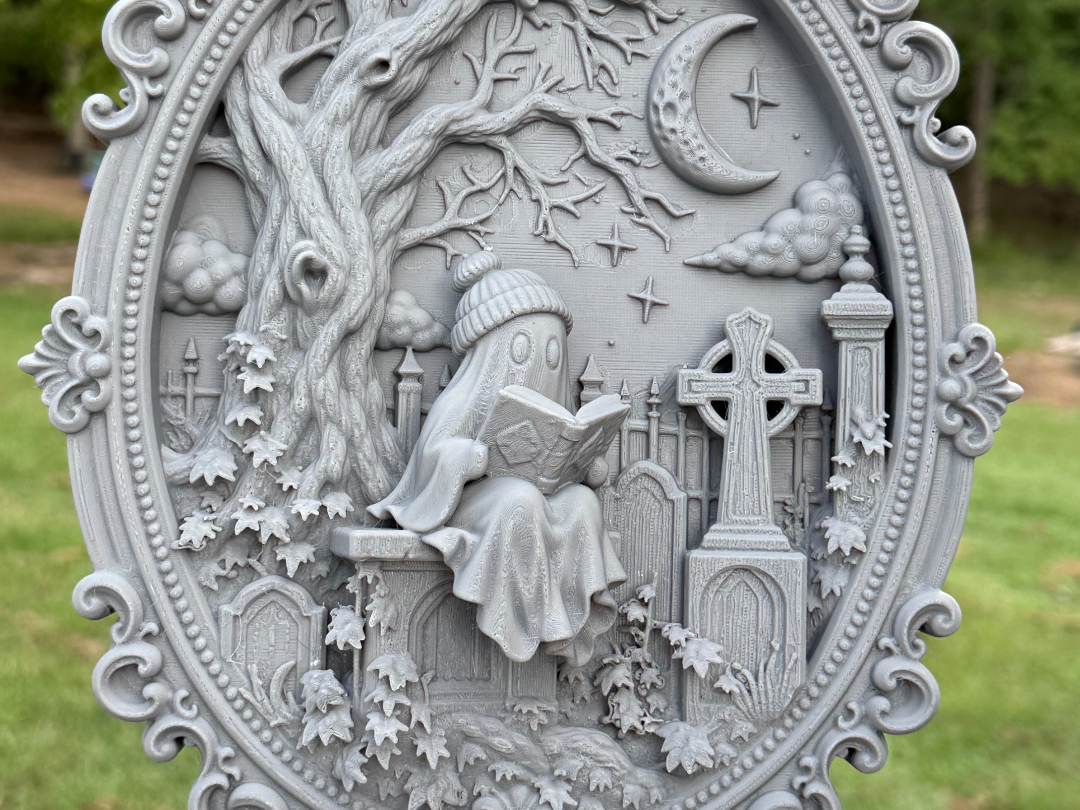 Ghost Reading in Graveyard Frame - 1