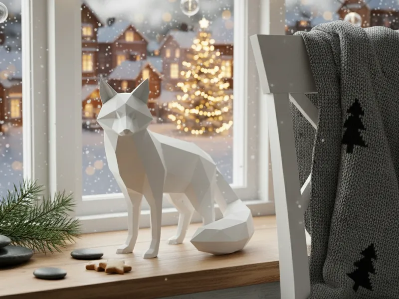 Geometric Nordic Fox Figure
