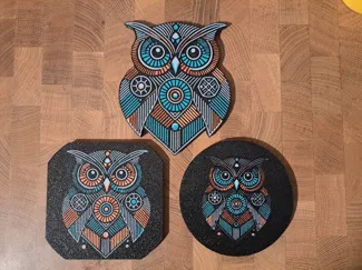 Coaster with Geometric Owl Design