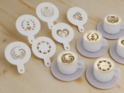 Dekoratif Kahve Kalıbı Şablonu Özel Tasarım Hediye Süs