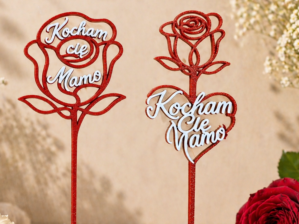 “Kocham Cię Mamo” Rose Cake Topper | Mother’s Day