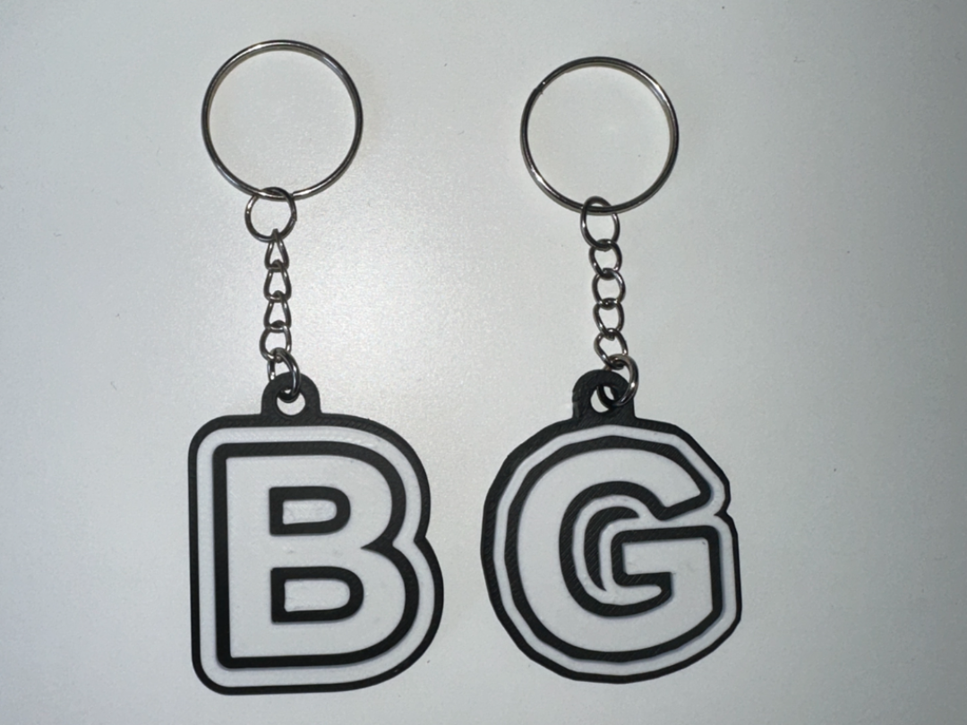 Customizable Initial Keychain Dual-Color