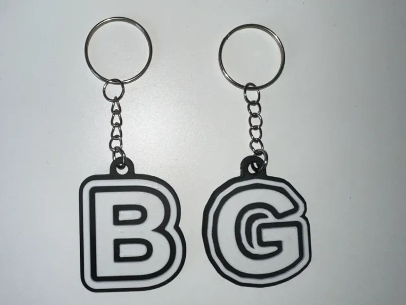 Customizable Initial Keychain Dual-Color