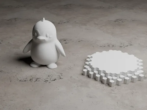 Pingouin sur socle glacé