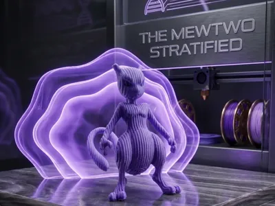 scultura pokemon mewtwo stratified design minimal