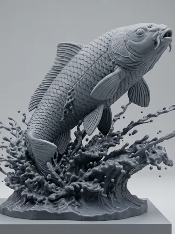 Modelo para impresión 3D: carpa koi surf — vista de referencia 2