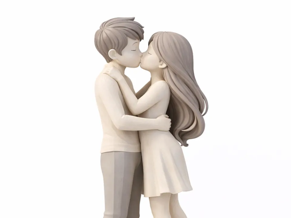 Loving Couple – Romantic 3D Sculpture - Free 3D Print Model - MakerWorld