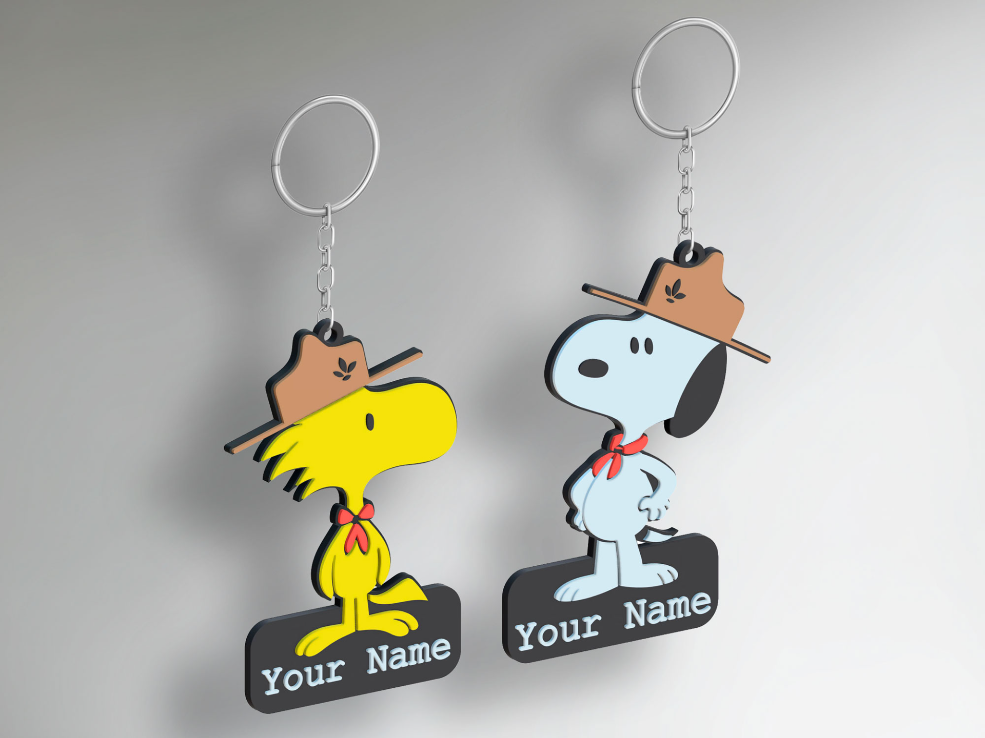 Customizable Snoopy & Woodstock Scout Keychain