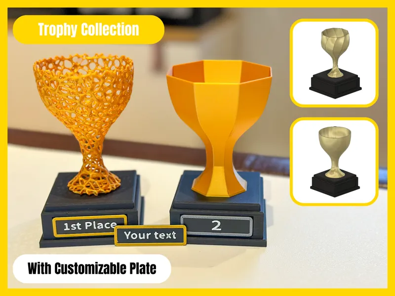 Trophy with customizable plate