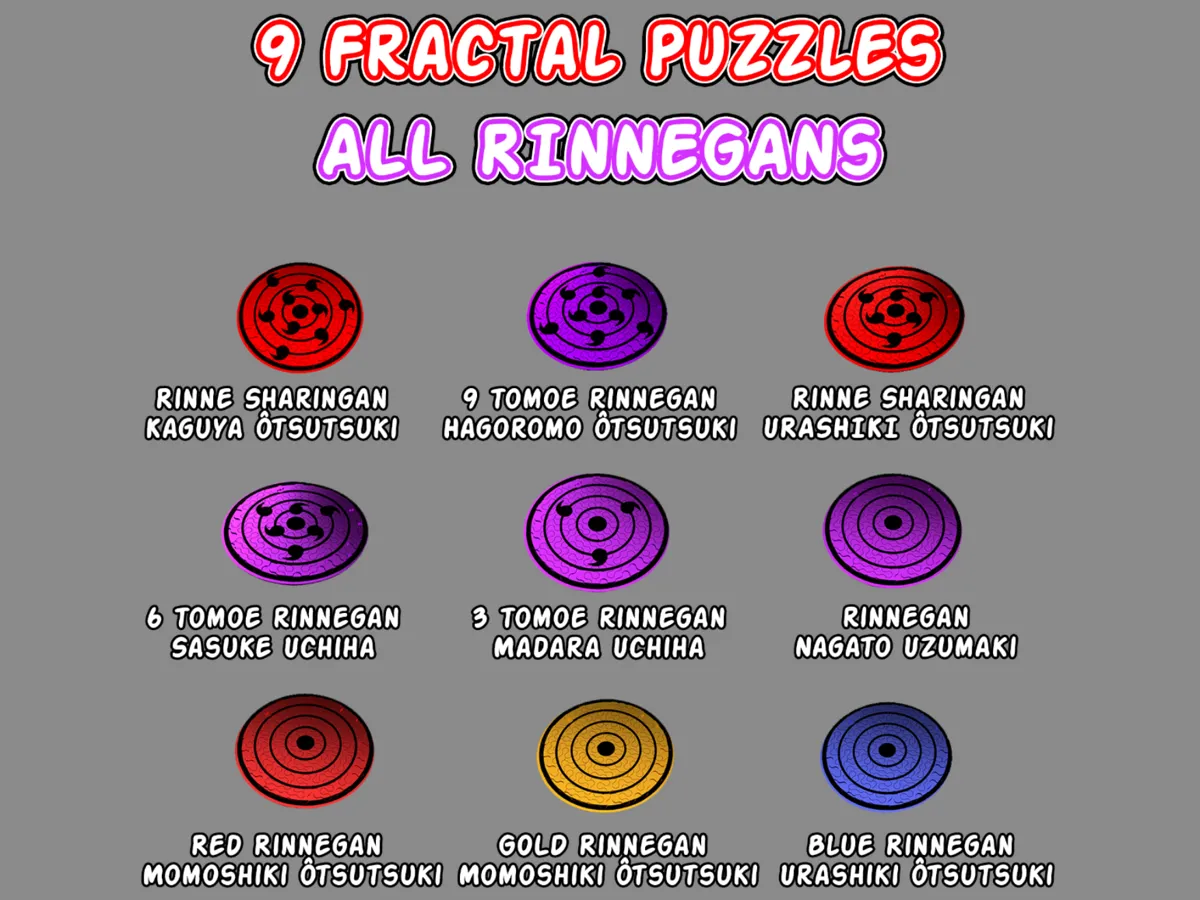 9 Fractal Puzzles - ALL RINNEGANS by The Creative Jester MakerWorld ...