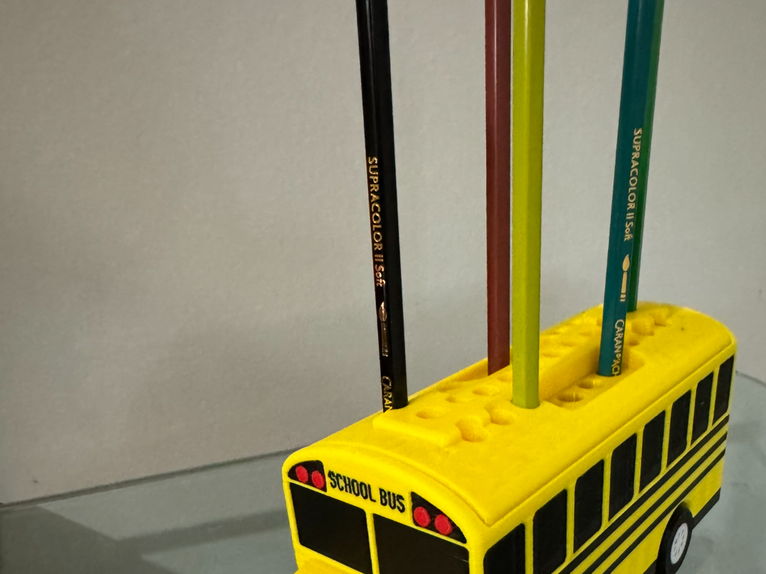 School Bus Pencil Case with perforated Top