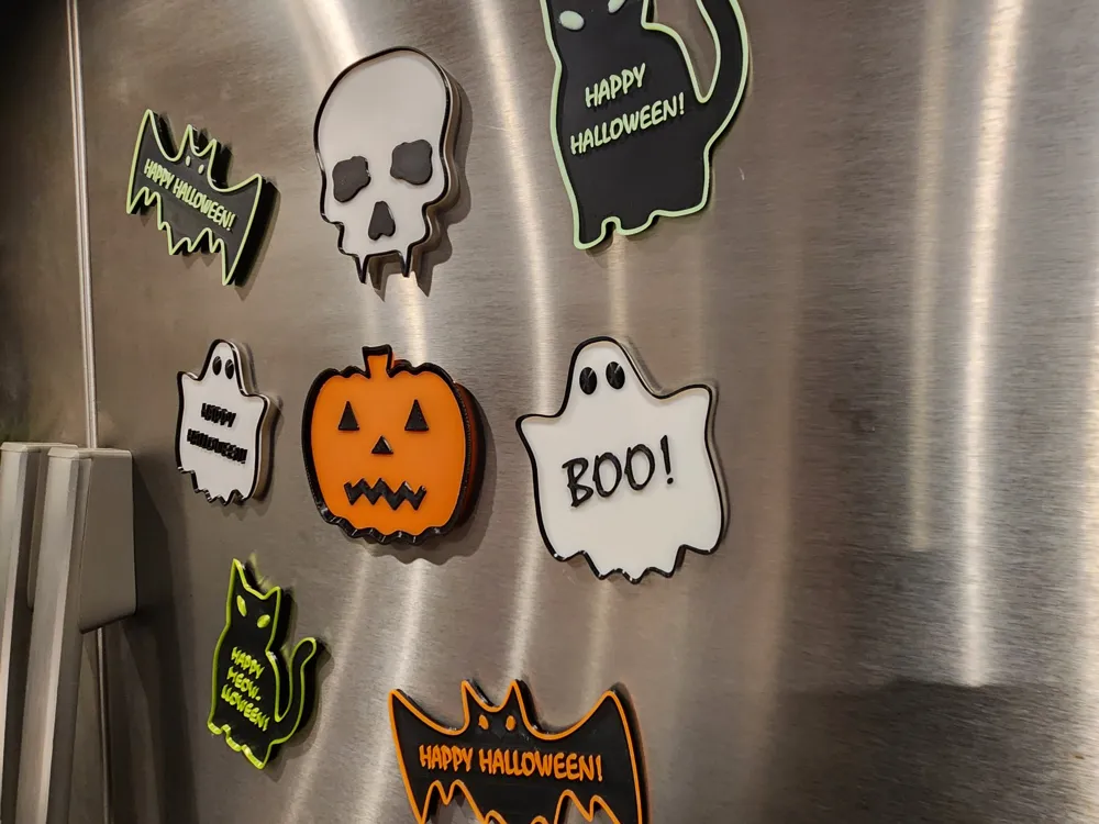 Halloween Magnet Set with Ghost, Black Cats & More - Free 3D Print ...
