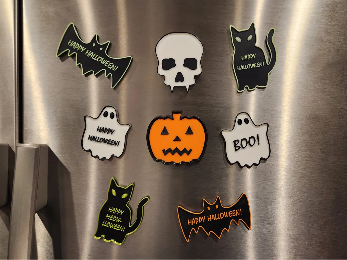 Halloween Magnet Set with Ghost, Black Cats & More - Free 3D Print ...