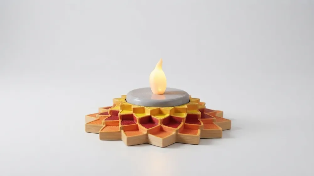 Vibrant Lotus LED Tea Light Holder - Free 3D Print Model - MakerWorld