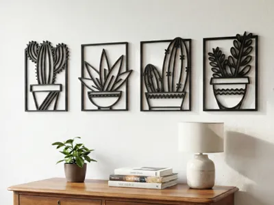 Minimalist Cactus & Succulent Wall Art Set of 4