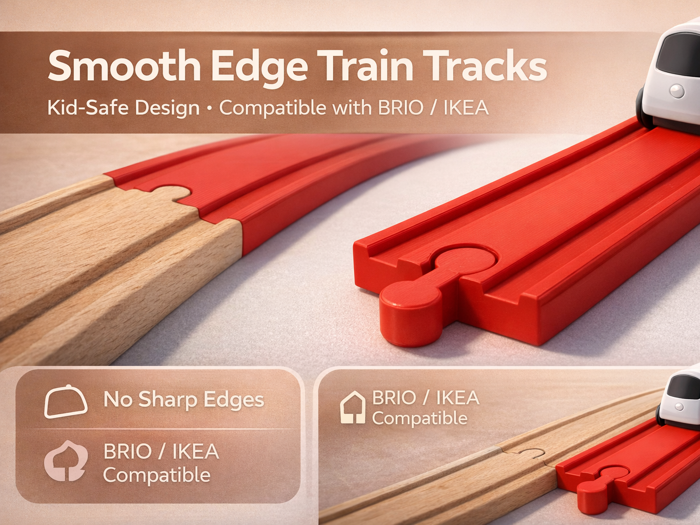 Smooth Edge Train Track (BRIO / IKEA Compatible)