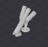 6mm to 5mm hose tripple connector - 0.12mm layer, 2 walls