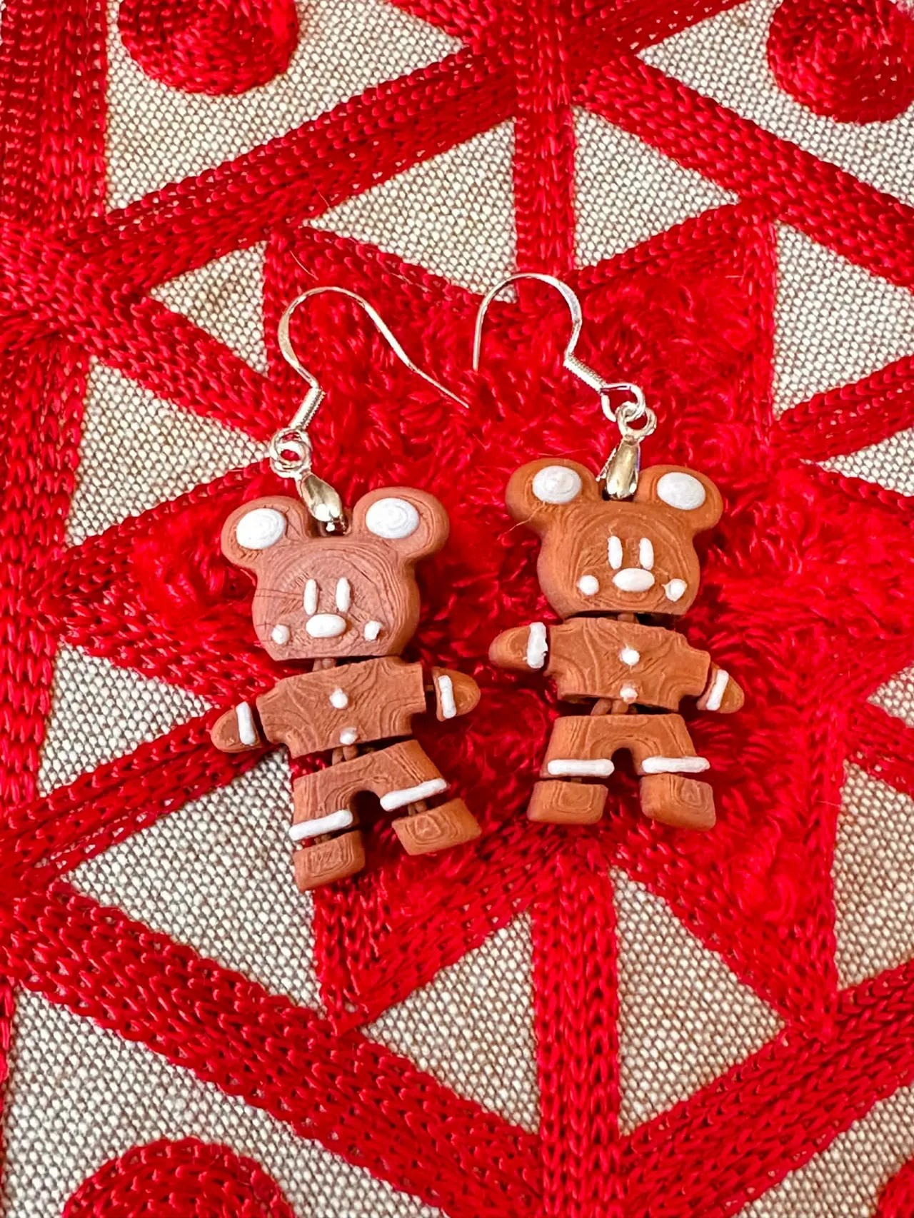 Mickey Mouse Gingerbread Earrings Articualted view 2