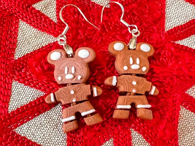 Mickey Mouse Gingerbread Earrings Articualted