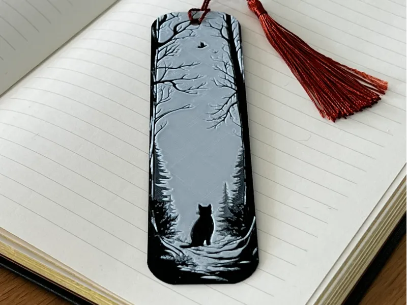Black & White Cat Bookmark Hueforge Two Colors