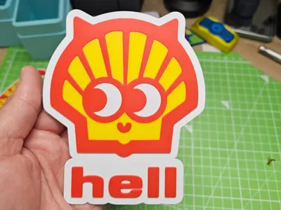 Shell Hell Parody Sticker hell shell parody wall sign by thisnoise - MakerWorld
