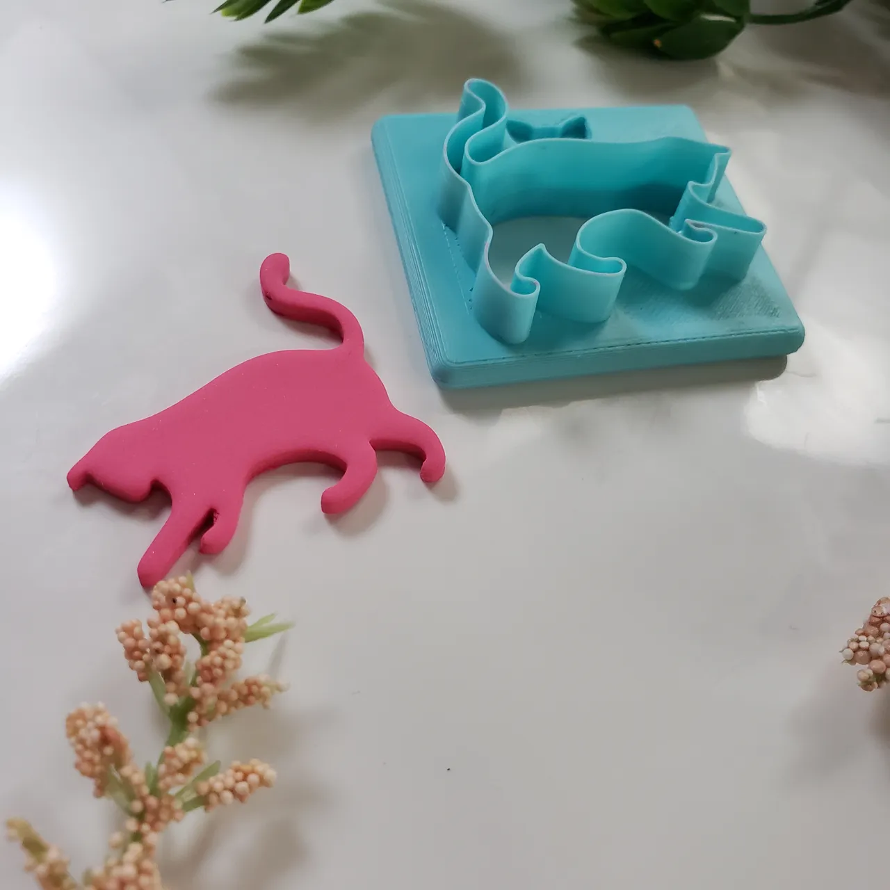 Playful Cat Silhouette Polymer Clay Earring Cutter view 4