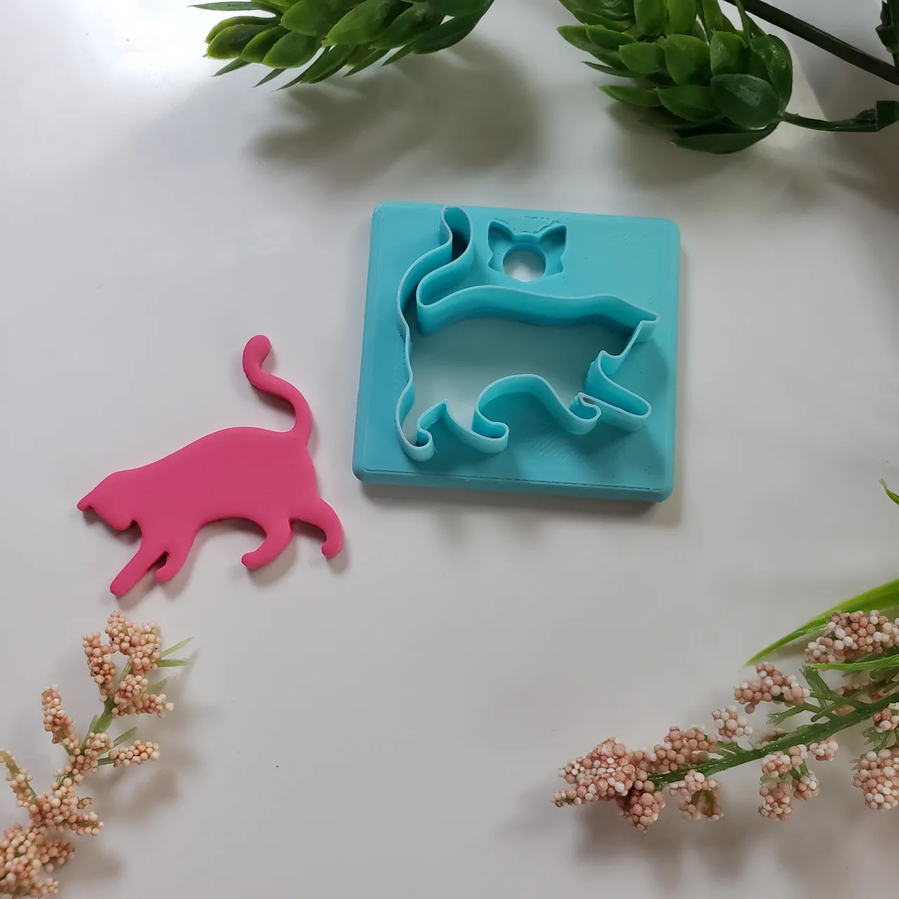 Playful Cat Silhouette Polymer Clay Earring Cutter view 3