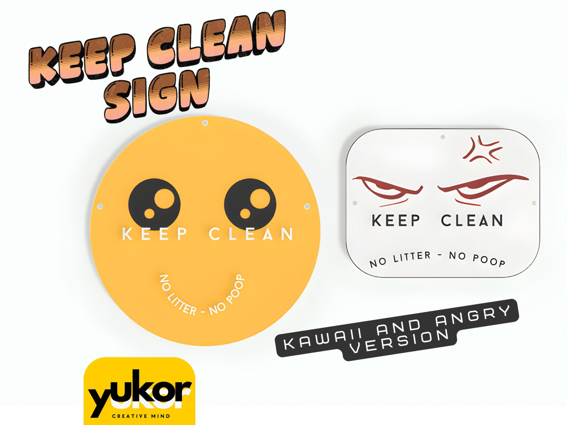 Keep Clean sign No Litter No Poop inglese italiano