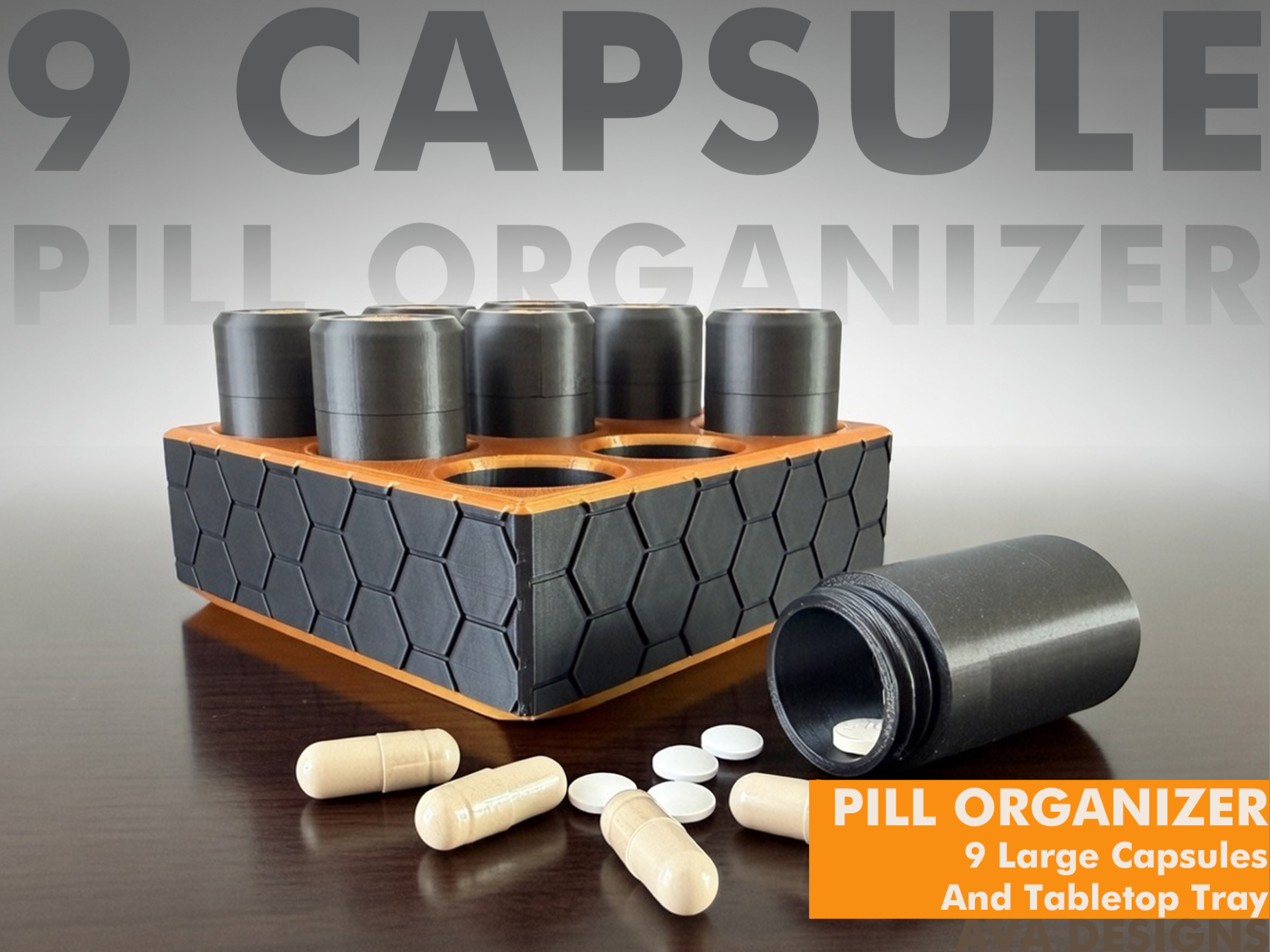 9 Capsule Pill Tray with Capsules