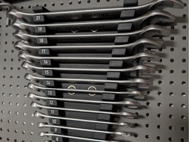 Combo Wrench Holder Pegboard 15mm grid