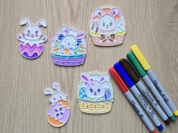 Panier de Pâques lapin à colorier